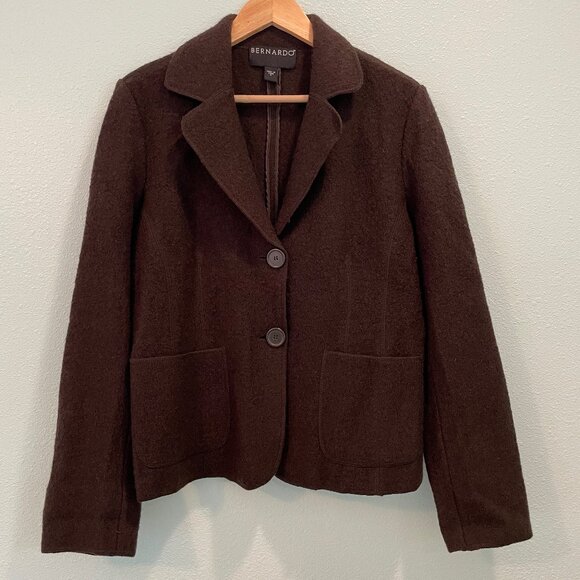 Bernardo 100% wool, dark chocolate blazer, size Medium‎ - Picture 1 of 9